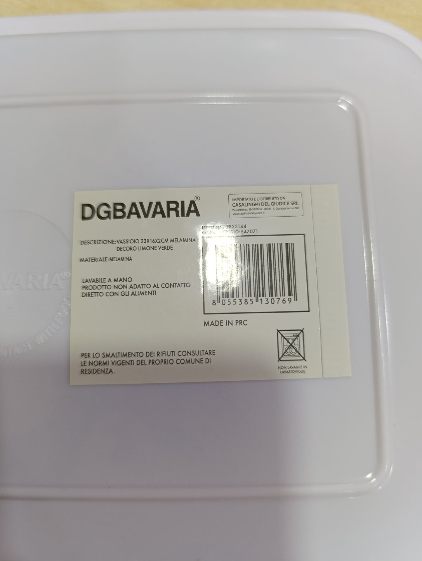 Vassoio Bavaria in Plastica con Limoni - Stile Maiolica Costiera Amalfitana