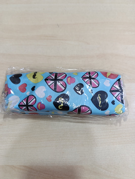 Astuccio Scuola Cuori e Union Jack Azzurro - Nuovo