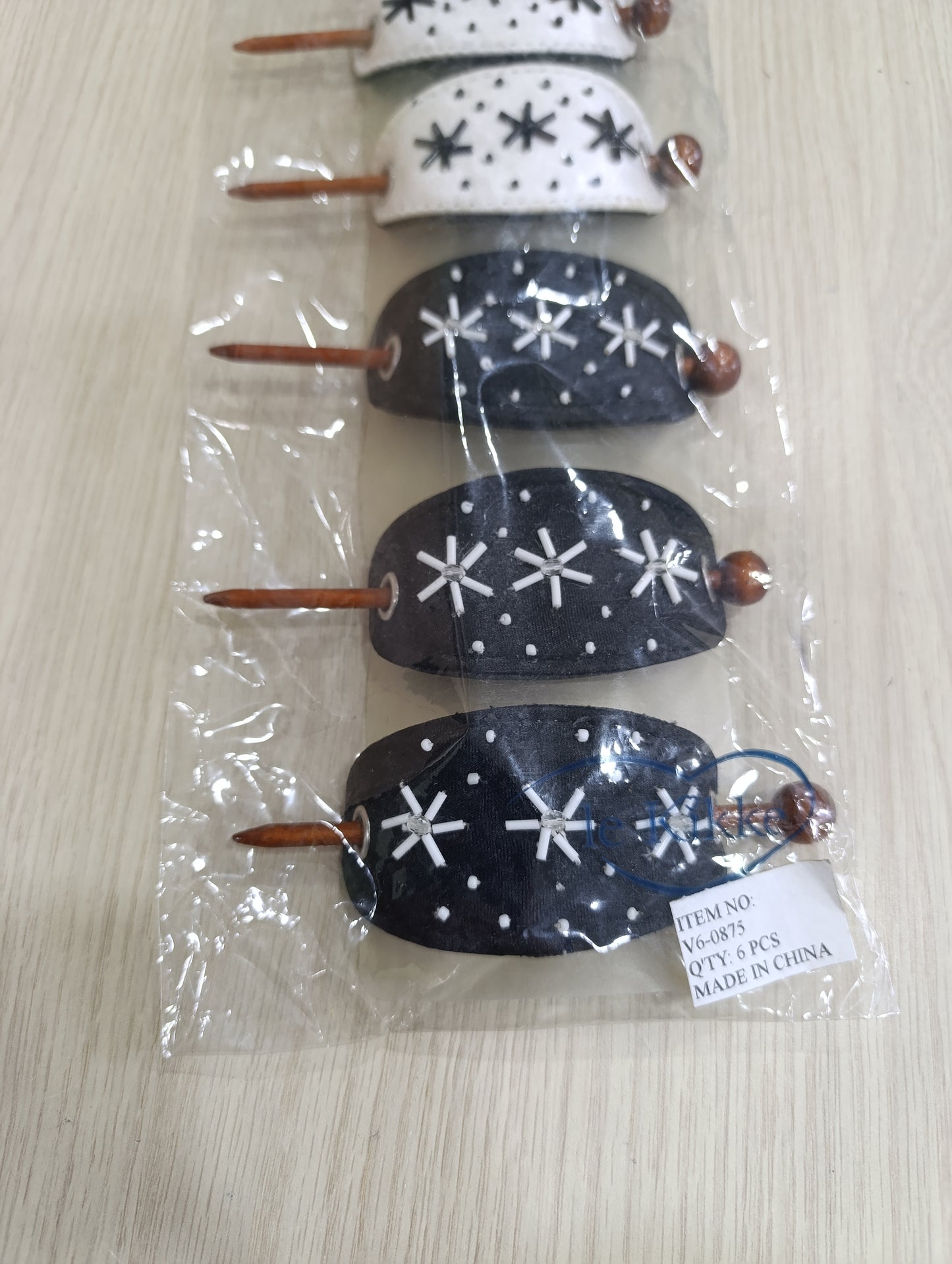 Set 6 Fermagli per Capelli con Bastoncino le Kikke - Bianco e Nero - Nuovi
