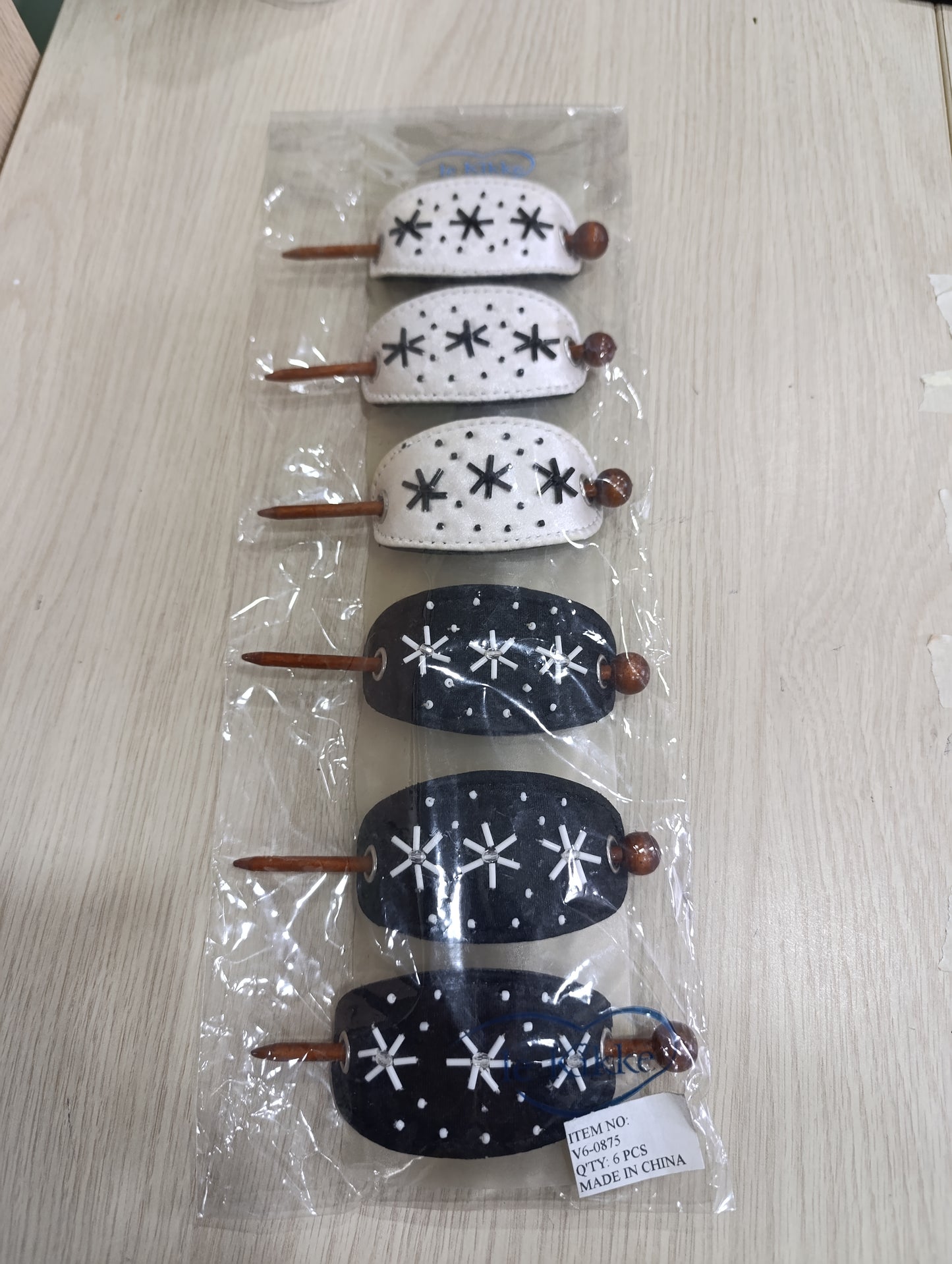 Set 6 Fermagli per Capelli con Bastoncino le Kikke - Bianco e Nero - Nuovi