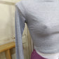 Maglia Crop Donna Grigia Collo Alto Maniche Lunghe in cotone leggero