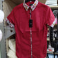 Camicia Donna Rossa Made in Italy Tg M | Collo e Polsi Fiori | Nuova
