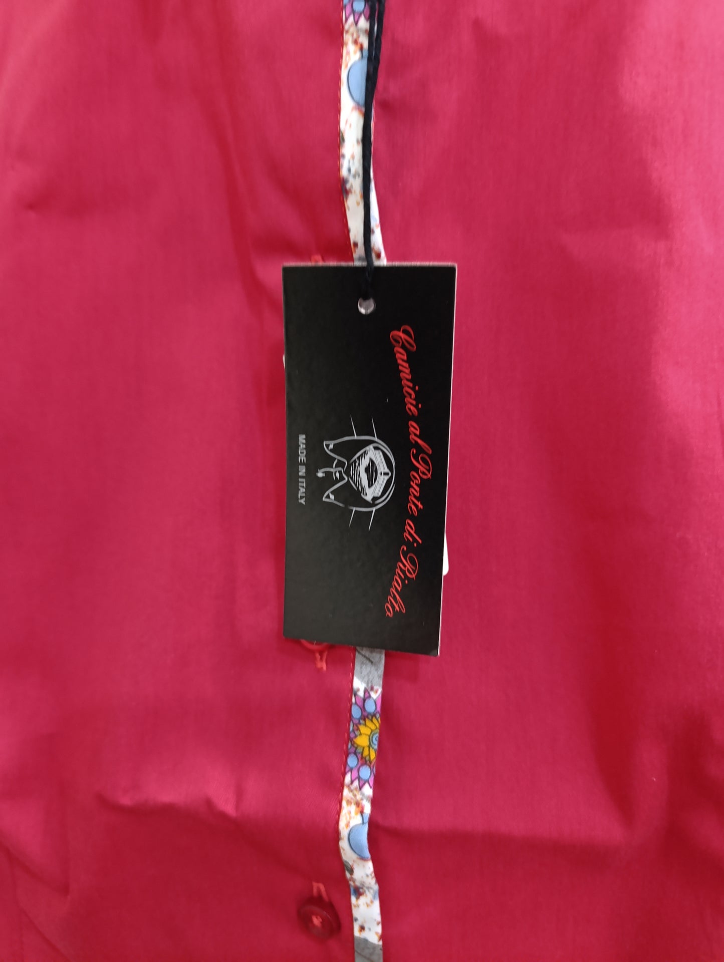 Camicia Donna Rossa Made in Italy Tg M | Collo e Polsi Fiori | Nuova