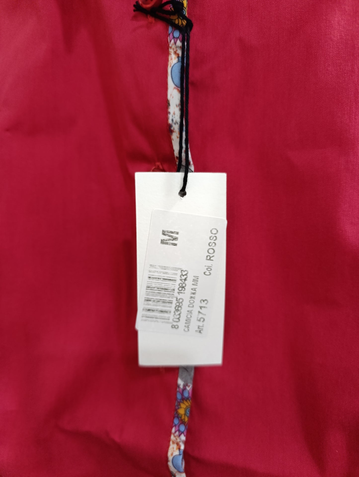 Camicia Donna Rossa Made in Italy Tg M | Collo e Polsi Fiori | Nuova