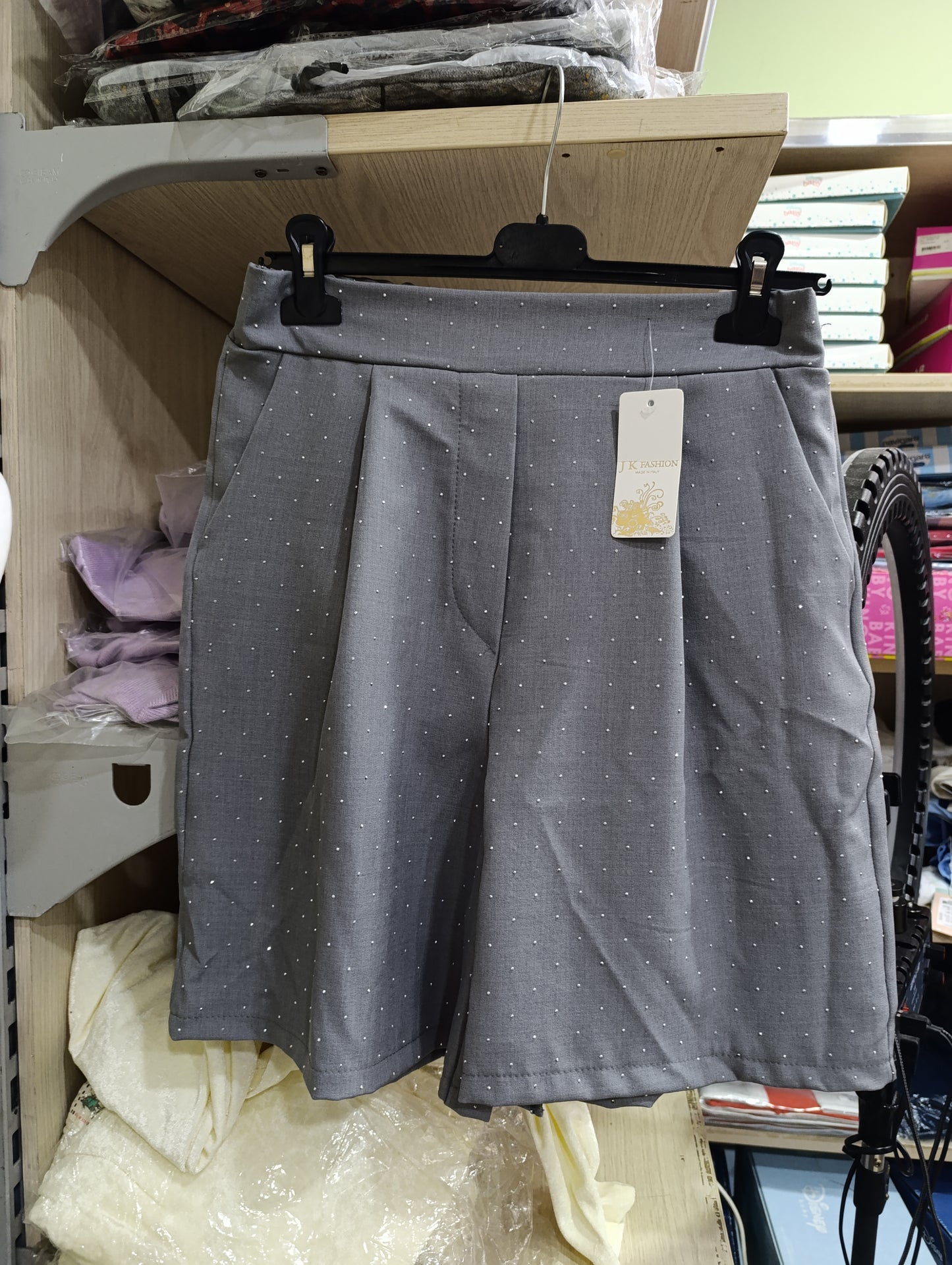 Gonna Pantalone Donna Grigia con Strass | Taglia Unica | Made in Italy J K Fashion