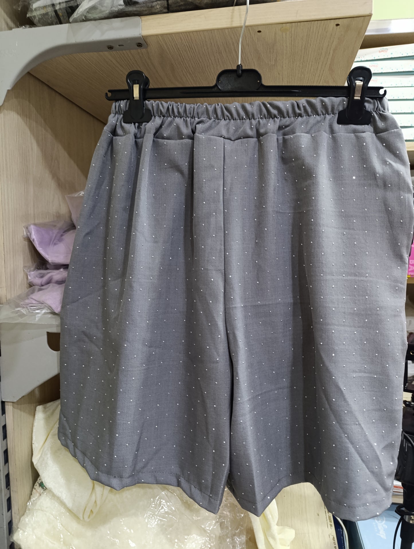 Gonna Pantalone Donna Grigia con Strass | Taglia Unica | Made in Italy J K Fashion