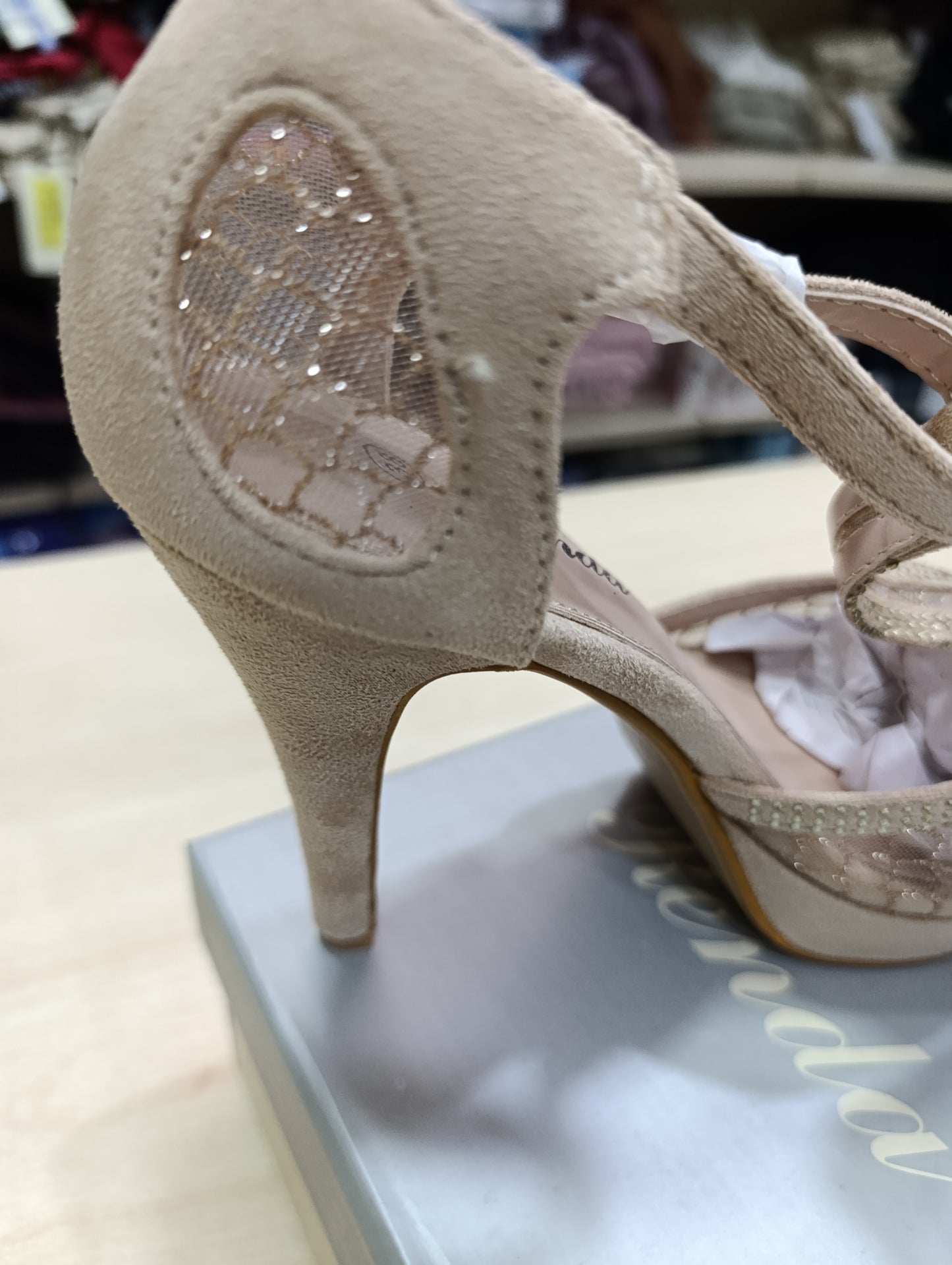 Sandali Tacco Alto Donna 38 Beige Strass | Ronda | Nuovi con Scatola