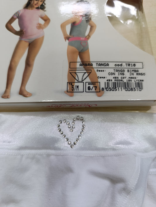 Sweet Love Ambra - slip Bimba con Inserto in Raso e Strass 6/7 Anni