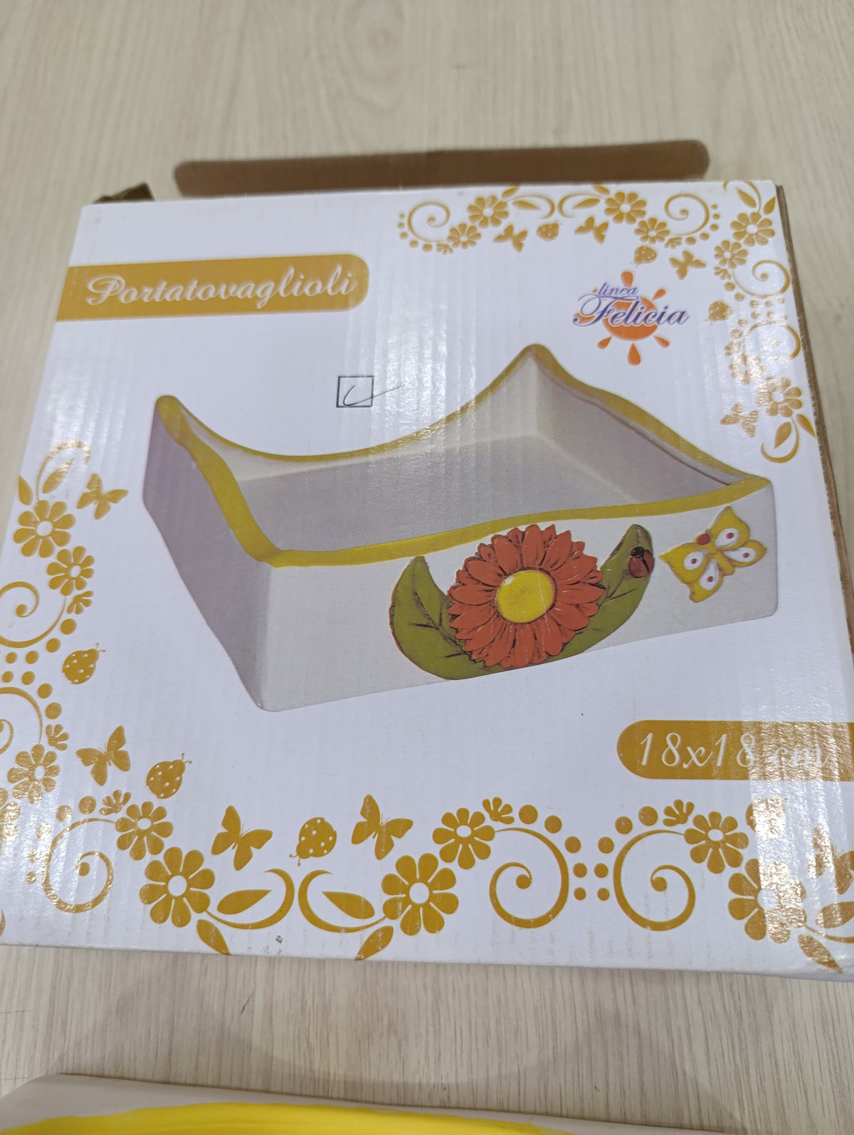 Portatovaglioli in Ceramica 18x18 cm Linea Felicia - Girasole Farfalla - Casa