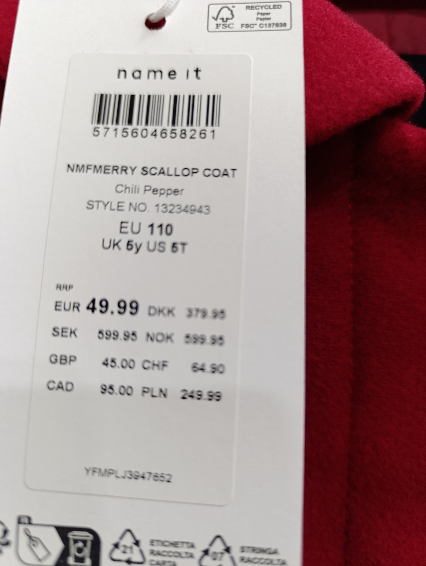 Cappottino bimba name it a 10 euro