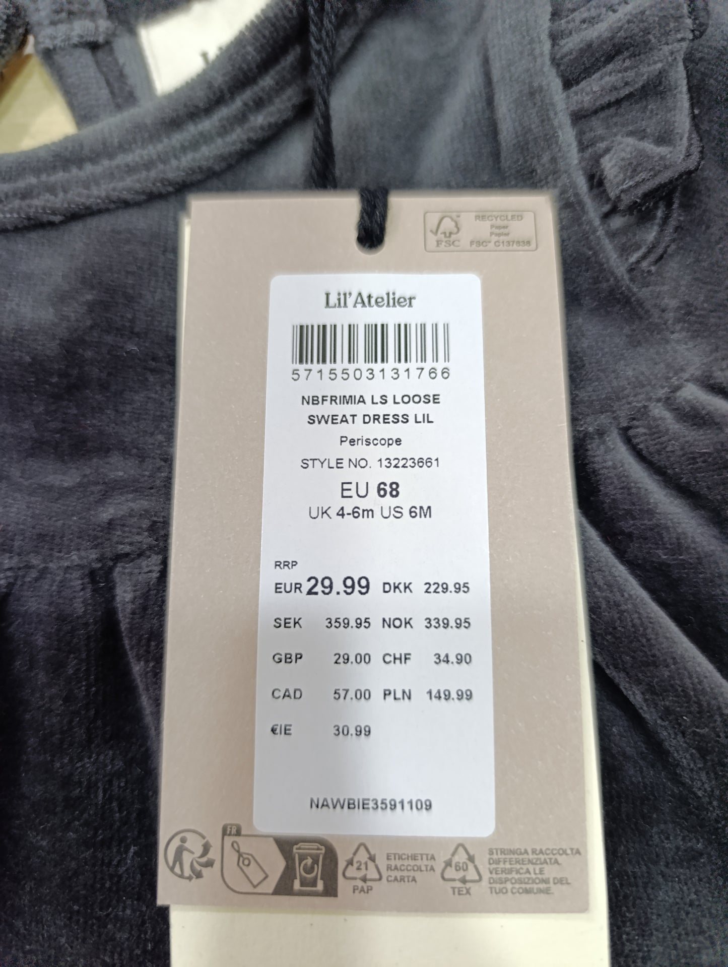 Vestitino neonata a 5 euro in velluto nero