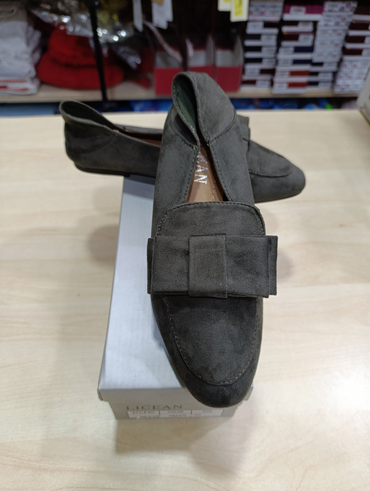 Mocassino Ballerina Donna 36 LICEAN - Verde Oliva Scamosciato con Fiocco