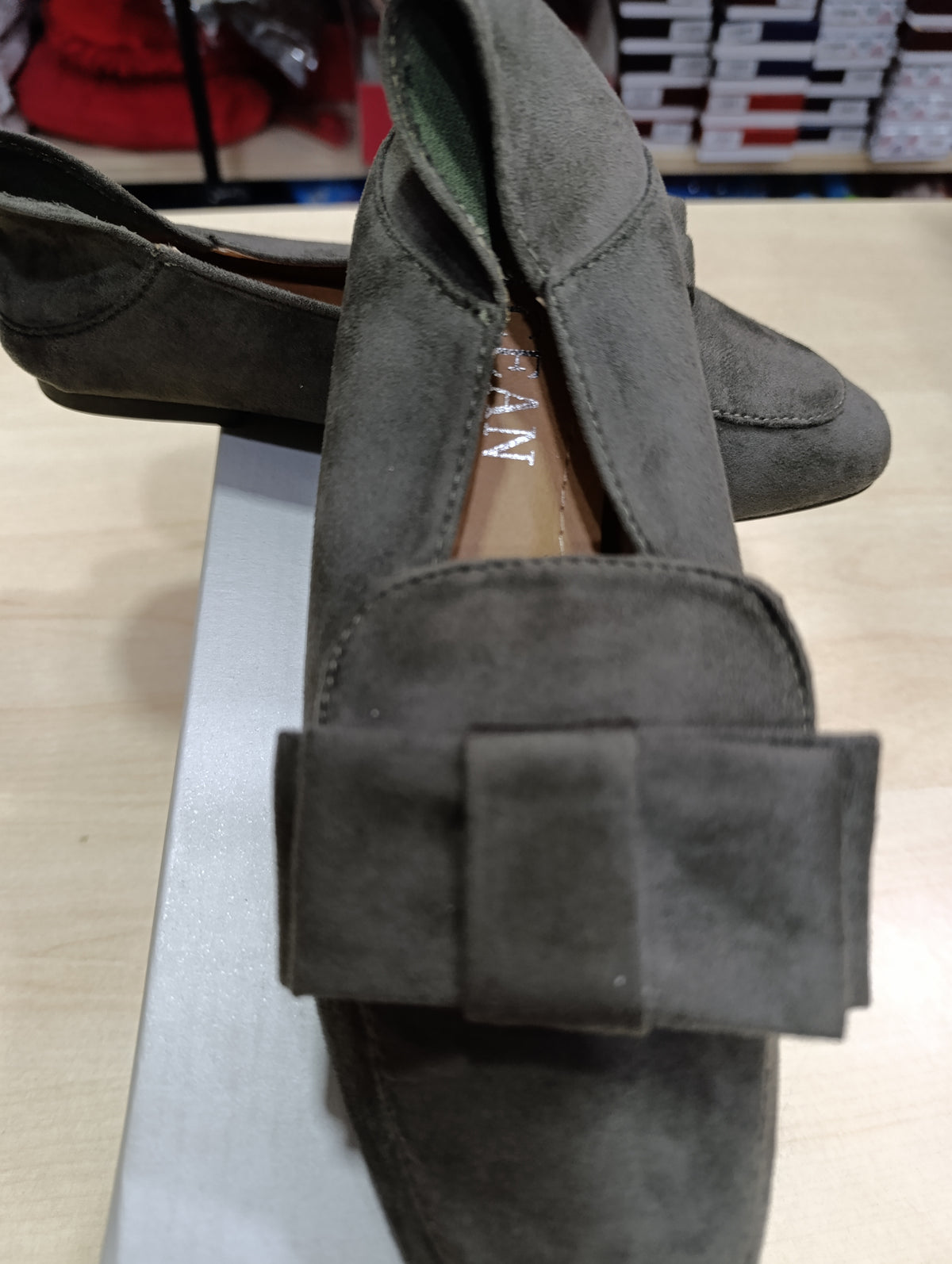Mocassino Ballerina Donna 36 LICEAN - Verde Oliva Scamosciato con Fiocco