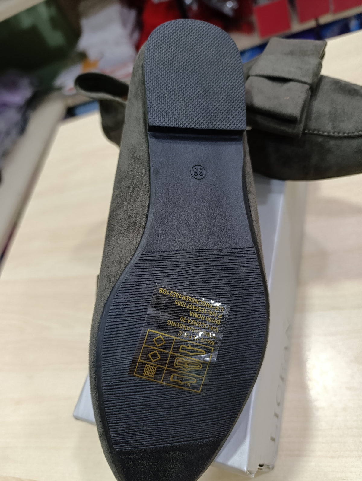 Mocassino Ballerina Donna 36 LICEAN - Verde Oliva Scamosciato con Fiocco