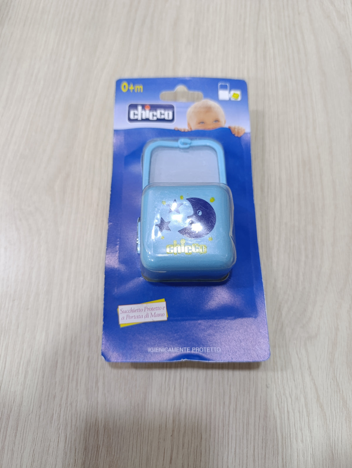 Porta Ciuccio Chicco Azzurro 0+ Mesi - Luna e Stelle -