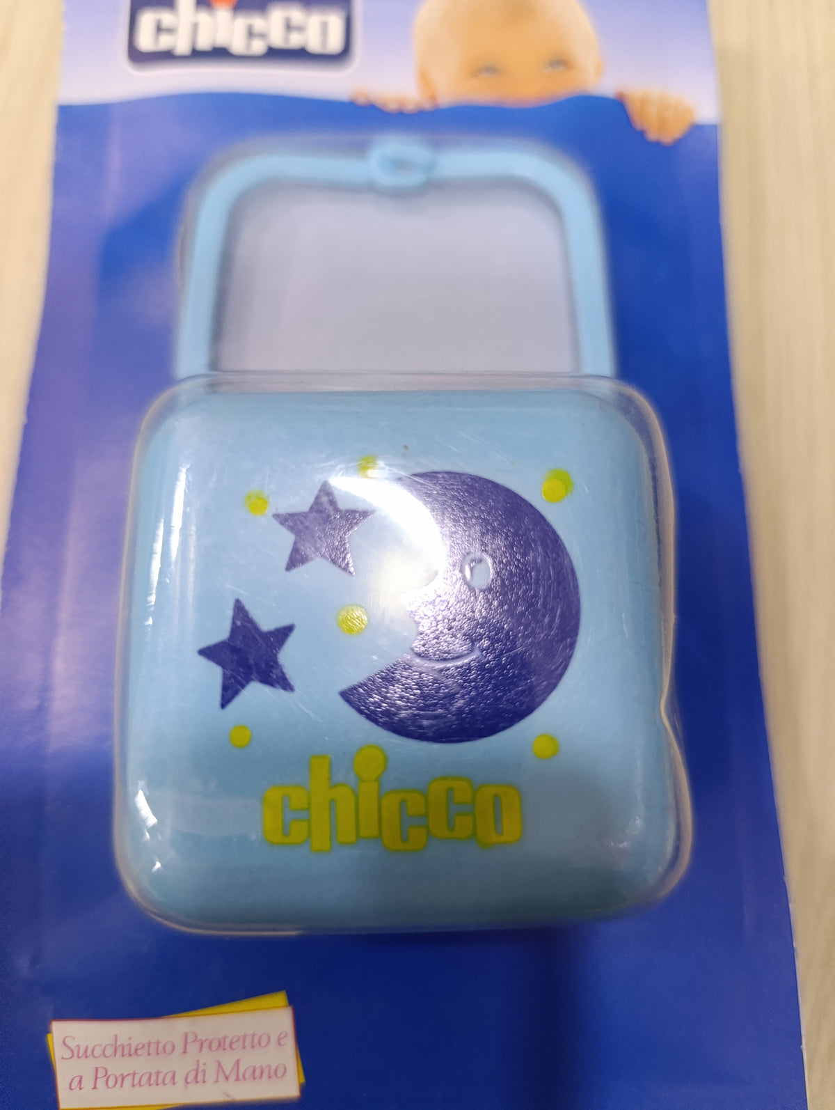 Porta Ciuccio Chicco Azzurro 0+ Mesi - Luna e Stelle -