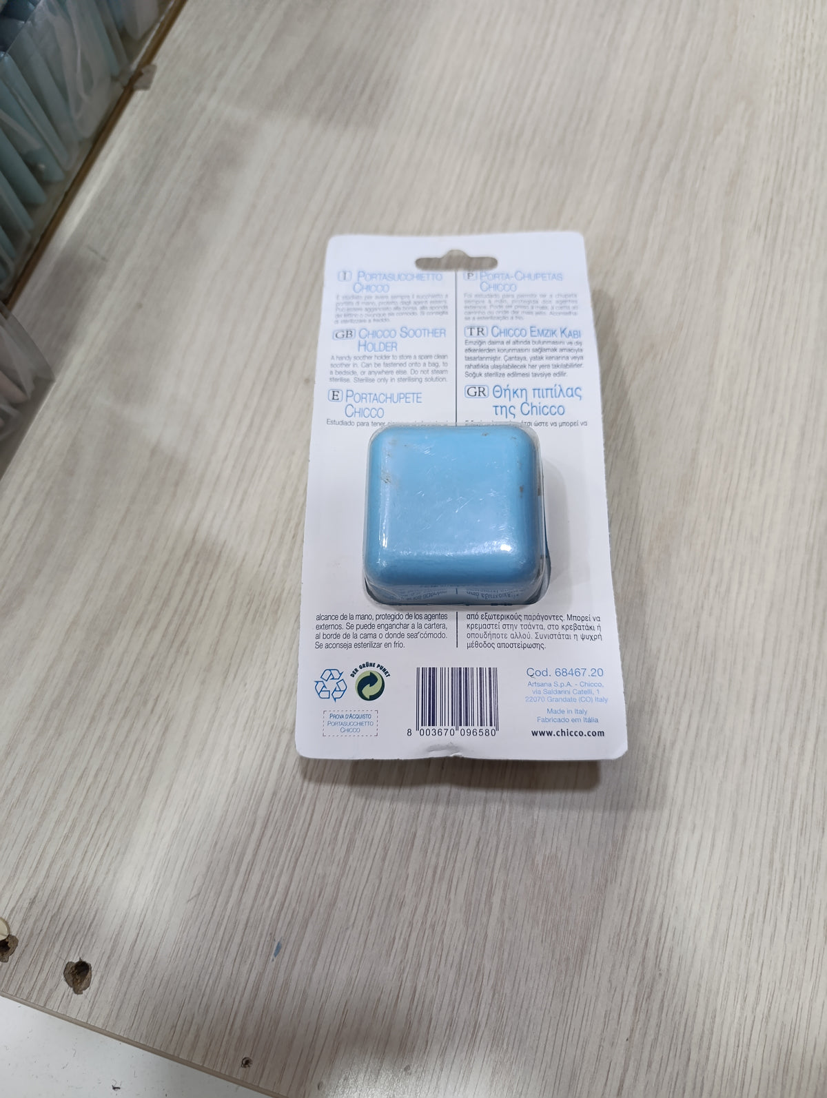 Porta Ciuccio Chicco Azzurro 0+ Mesi - Luna e Stelle -