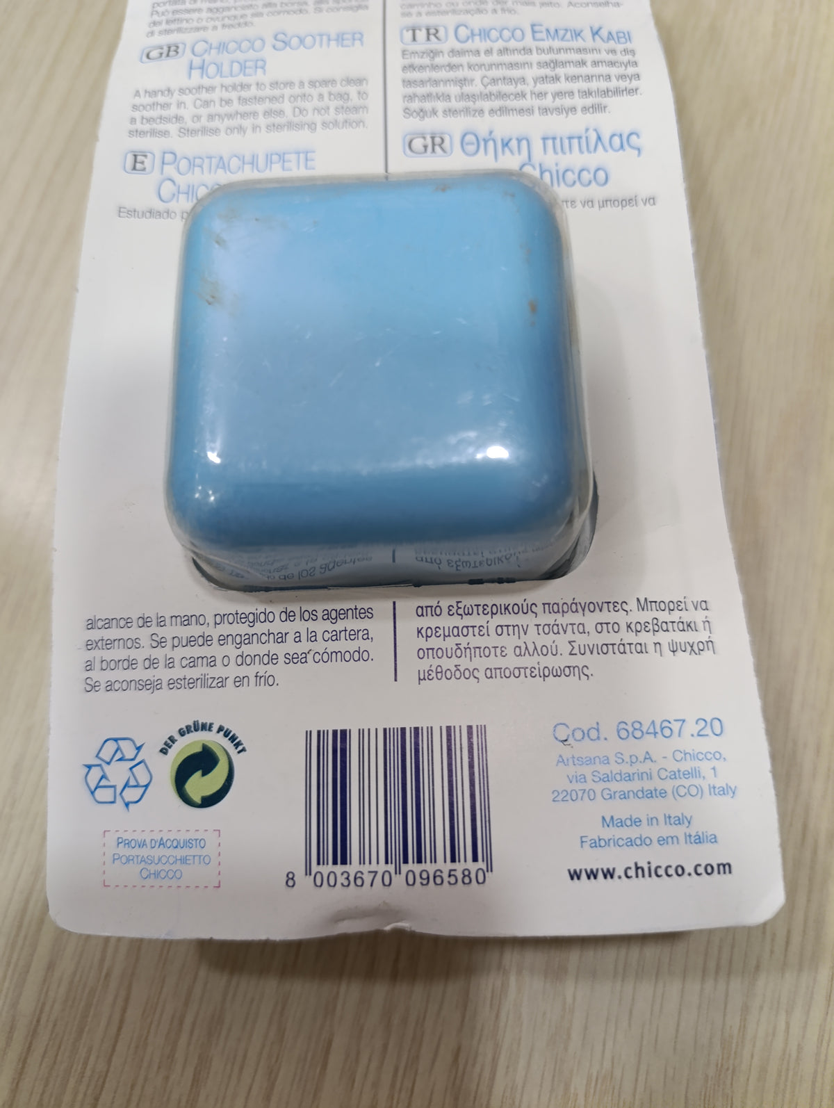 Porta Ciuccio Chicco Azzurro 0+ Mesi - Luna e Stelle -