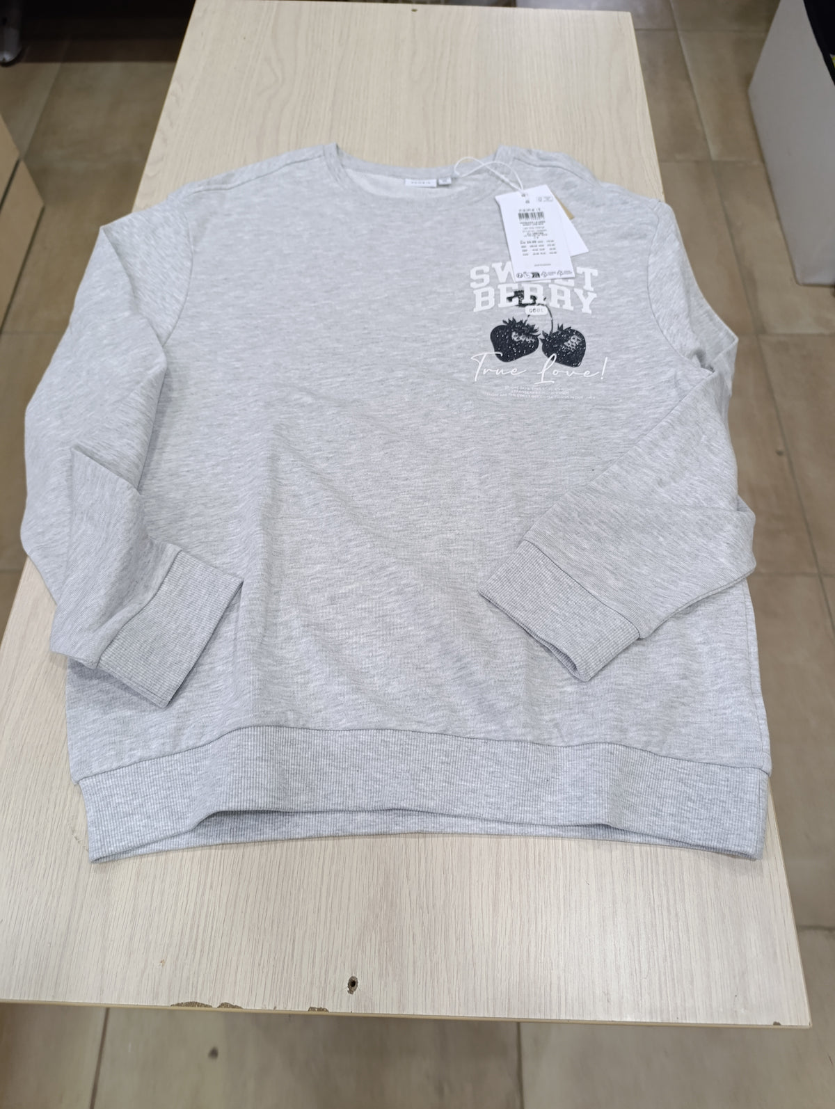Felpa Bimba Name It Tg 13-14 Anni / 164 - Grigia Sweet Berry - Nuova