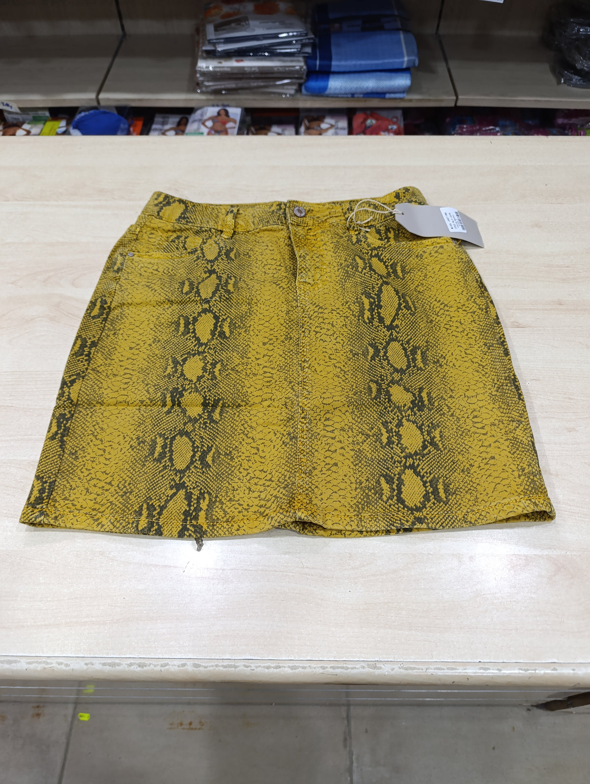 Gonna Jeans Donna Tg L - Gialla Pitonata - Mini -