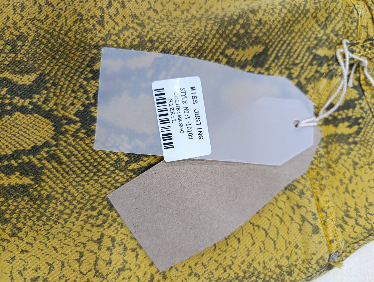 Gonna Jeans Donna Tg L - Gialla Pitonata - Mini -