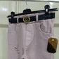Pantalone Bimba Tg 14 Anni Rosa Cipria a Zampa con Cintura