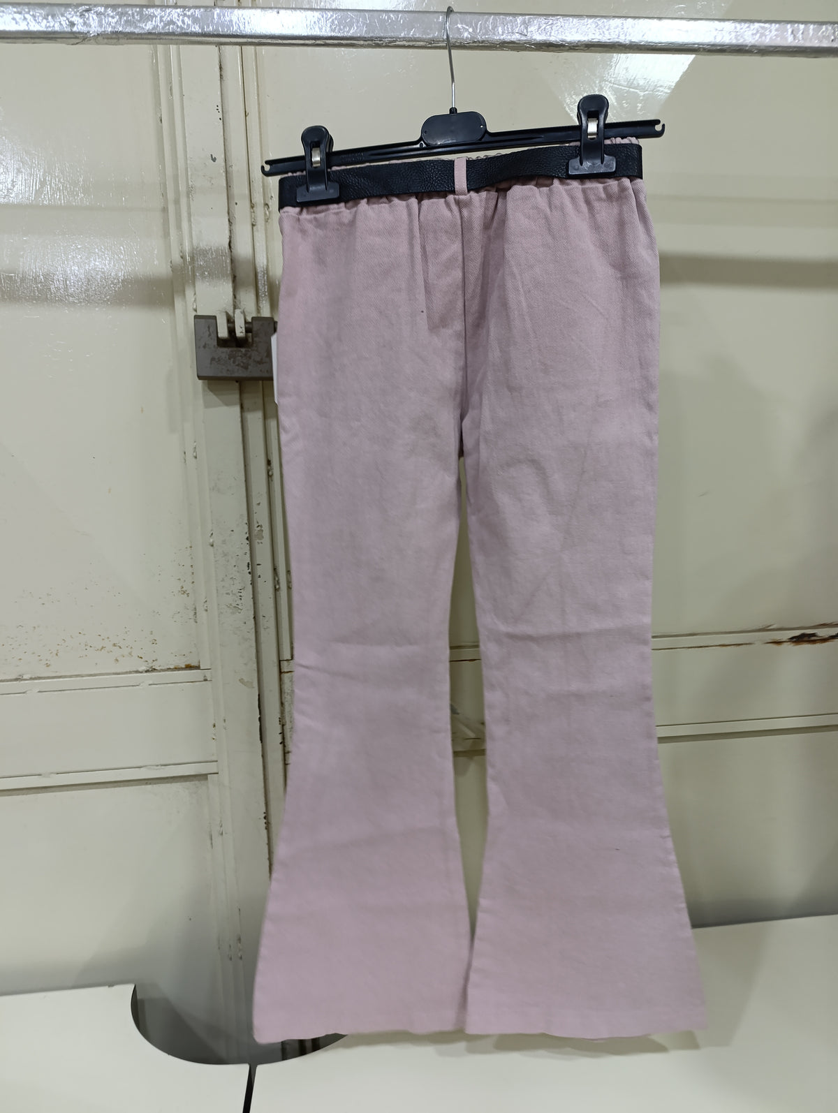 Pantalone Bimba Tg 14 Anni Rosa Cipria a Zampa con Cintura